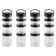 thumbnail image 1 of 4X Stackable Snack Containers for Kids and Adult, 4 Stackable Snack Cups for School and Travel Transparent Black, 1 of 5
