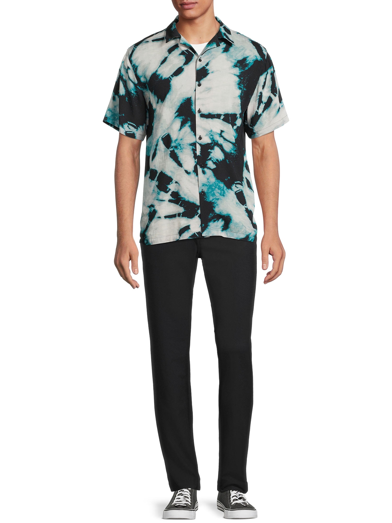 No Boundaries Men's and Big Men's Printed Shirt with Short Sleeves