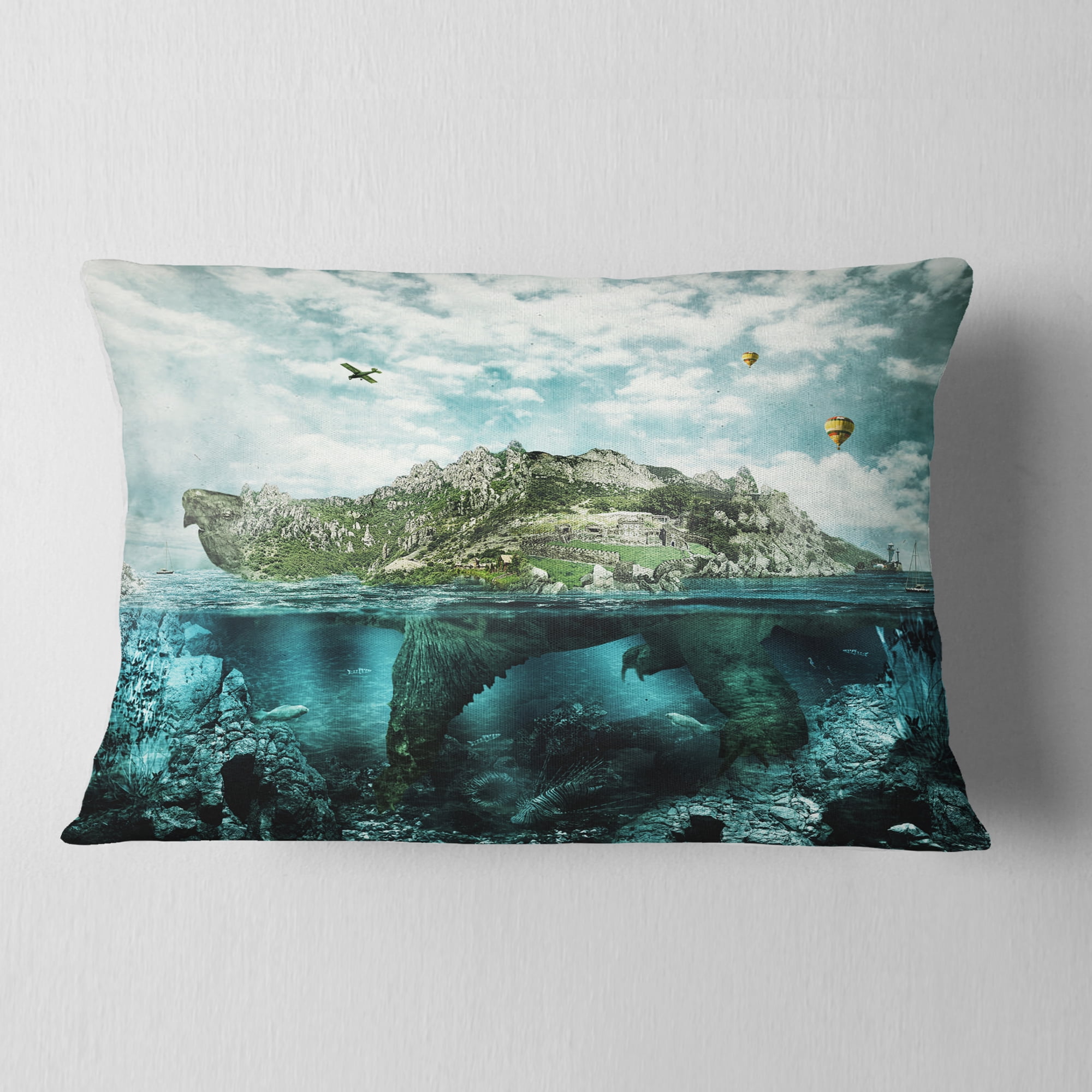 Designart Island Like Large Fantasy Turtle - Animal Throw Pillow - 12x20