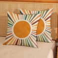 thumbnail image 3 of Summer Pillow Covers 20x20 Set of 2, Boho Sun Throw Pillows Stripes Yellow Green Orange Sunshine Decorations Watercolor Rainbow Pillow Cases Linen Outdoor Decor Cushion Case for Home Sofa, 3 of 6