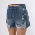 thumbnail image 6 of Ierhent Jean Shorts Women's Casual Ripped Denim Shorts High Rise Distressed Rolled Hem Jeans Shorts Blue,2XL, 6 of 9