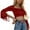 Red, variant on Bibifish Womens T-Shirt Black Off-The-Shoulder Long Sleeve Fringe Trim tee Cropped Length Slim Fit Soft Casual Country Concerts Date Nights Tshirt