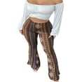 thumbnail image 1 of Femmes Taille Haute Pantalon Évasé Pantalon Slim Femme Grande Taille Rétro Imprimé Floral Bas Jaune S, 1 of 6