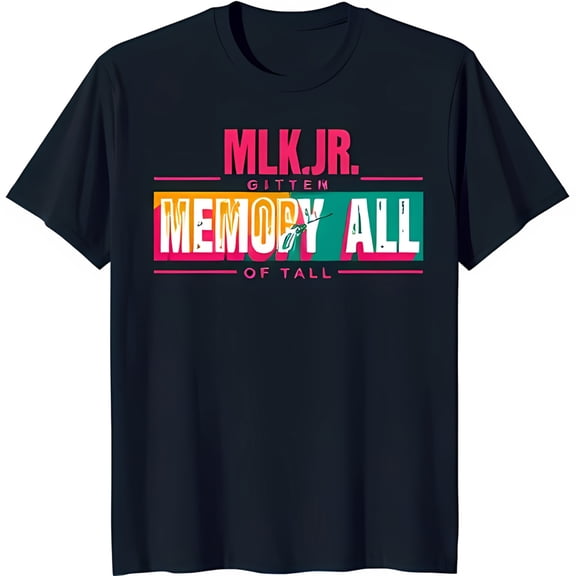 Vintage Inspired MLK Jr Graphic T-Shirt Bold Colorful Design on Dark Blue
