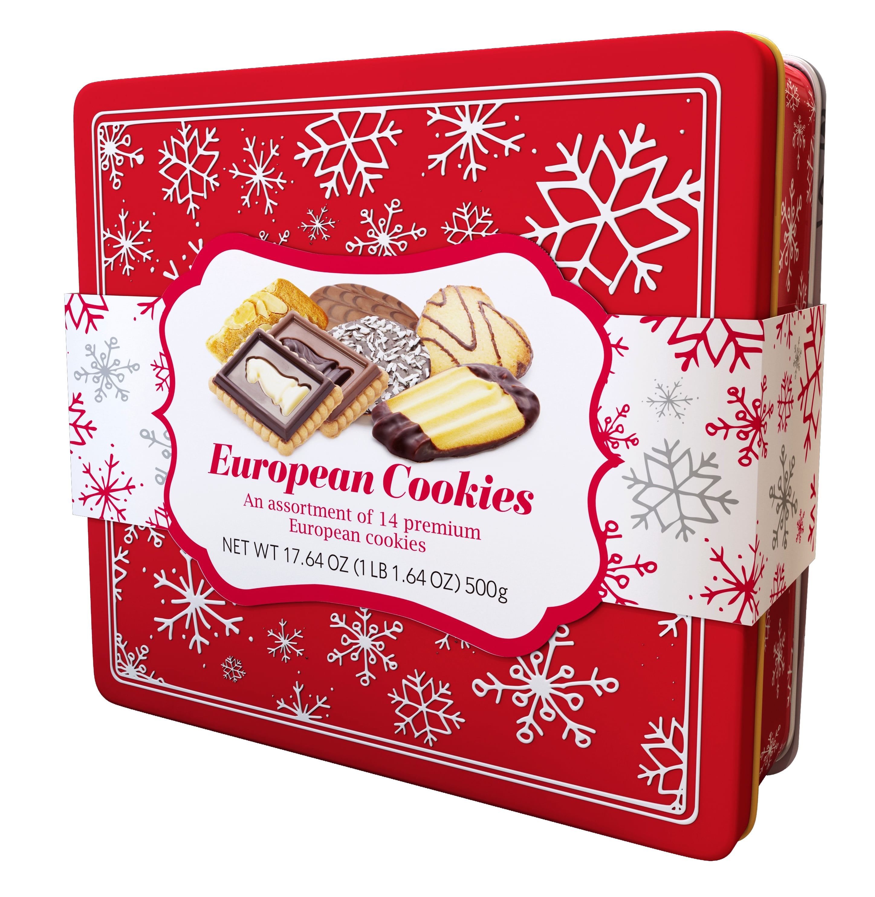 Sam's Choice European Chocolate Cookie Tin manufactured by Henry Lambertz GmbH & Co. Store in a cool and dry place.