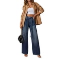 thumbnail image 3 of Women'S Rhinestone Jeans High Waisted Straight Leg Sparkly Bling Glitter Denim Pants with Belt M, 3 of 9