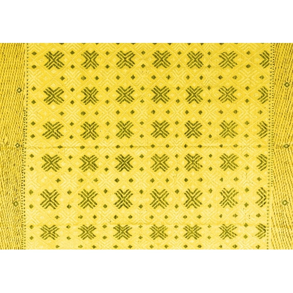 Ahgly Company Indoor Rectangle Abstract Yellow Modern Area Rugs, 2' x 4'