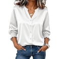 thumbnail image 2 of Womens Plus Size Shirts 3/4 Sleeve Button Down Tops for Women V Neck Dressy Casual Fall Top S-3XL, 2 of 8
