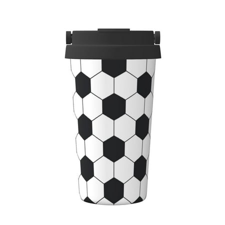 

Salouo Soccer Ball Print Coffee Travel Mug Spill Proof with Lid-Stainless Steel Vacuum Insulated Tumbler - Thermos Cup for Keep Hot/Ice Coffee Tea and Beer
