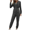 thumbnail image 2 of Sevevn Women Hooded Pocket Long Sleeves Zipper Hoodie Leisure Motion Jumpsuits Gray M Holiday Gift Finder, 2 of 6