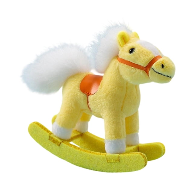 Fiocias Rocking Horse Animal Stuffed Animal Cushion Ornament Decor Simulation Softness Functional Suitable for Collection Living Room Office Bedroom Dec yellow