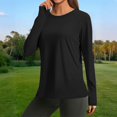 thumbnail image 3 of ZUKMRJPC Women's Workout Shirts Long Sleeve Quick Dry Crewneck Solid Color T Shirts Casual Comfy Running Yoga Gym Athletic Tops, 3 of 8