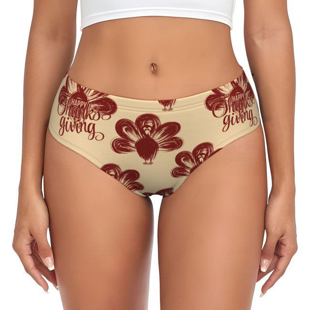 Balery Thanksgiving Sketch Turkey Ropa Interior de Algodón para Mujer con Dibujo – Braguitas Cómodas y Elásticas, Estilo Clásico-X-Large