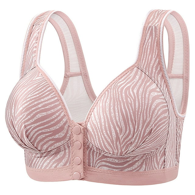 Abcnature Women's Bras Stripe Print Front Buckle Elastic Style Medium Sized Bras without Steel Rim