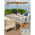 thumbnail image 4 of Teal Blue Brown Beach Coastal Outdoor Tablecloth - 60x120 Inch Rectangle Dining Table Cover, Nautical Shell Starfish Coral Summer Waterproof Outdoor Table Cloth with Umbrella Hole & Zipper for Patio, 4 of 7