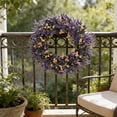 thumbnail image 4 of JHyouerji Lifelike Lavender Front Door Wreath 15 Inch Purple Floral Wreath Built In Loop for Wall Window Party Outdoor Porch Decor, 4 of 7