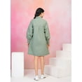 thumbnail image 2 of Sage Green Smock Cuff Button-Front Cotton Poplin Dress, 2 of 5