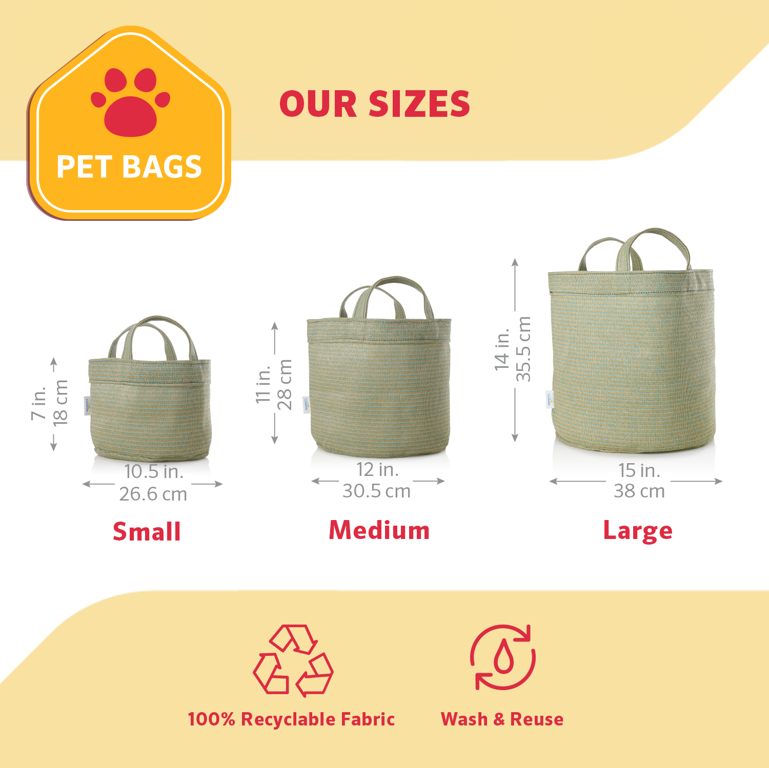 Coolaroo Dog Storage Toy Bin with Handles, 2 Pack Assorted Medium & Large Sizes, Green