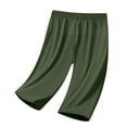 thumbnail image 3 of Women Lightweight Capris, Plus Size Ice Silk Cropped Pants for Hiking Workout Loungewear Capris Trousers with Zip Pockets Ladies Cropped Pants with Pockets Green 4XL, 3 of 4