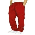 thumbnail image 1 of Mens Loose Cargo Pants Cual Drawstring Eltic Waist Wide Leg Athletic Sweatpants Outdoor Trousers, 1 of 5