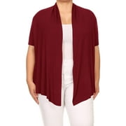 Women's Plus Size Casual Open Front Short Sleeve Cardigan