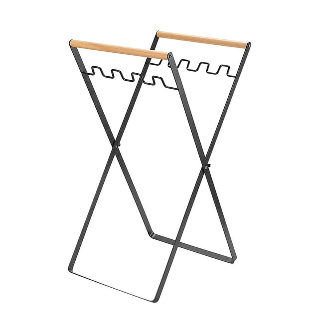 Iumwxz Garbage Bag Rack Kitchen Floor Garbage Storage Outdoor Household Garbage Rack Foldable Kitchen Clutter Storage Rack home tool Black metal Tax Free Weekend
