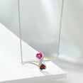 thumbnail image 4 of Gem Stone King 1.26 Ct Pink Created Sapphire Red Garnet 925 Silver and 10K Yellow Gold Necklace, 4 of 4