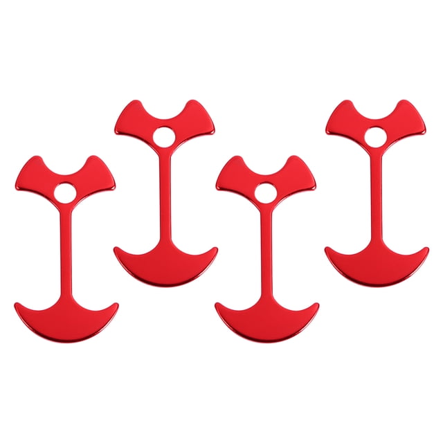 4 unids/pack de clavijas de aluminio para tienda de campaña, cuerda de viento para acampar al aire libre, cadenas de anclaje, clavos para suelo de cubierta (rojo)