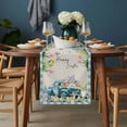 thumbnail image 2 of Easter Table Runner - 60 Inch Long, Kitchen Dining Table Runner Dresser Scarves, Blue Plaid Truck Eggs Bunny Spring Floral Gnomes Rustic Farmhouse Decor for Coffee Tables Wedding Party Banquet, 2 of 8