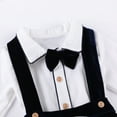 thumbnail image 3 of iiniim Baby Boys Christmas Red Tuxedo Outfit Button Down Shirt with Velvet Suspenders Shorts Bowtie Set, 3 of 5