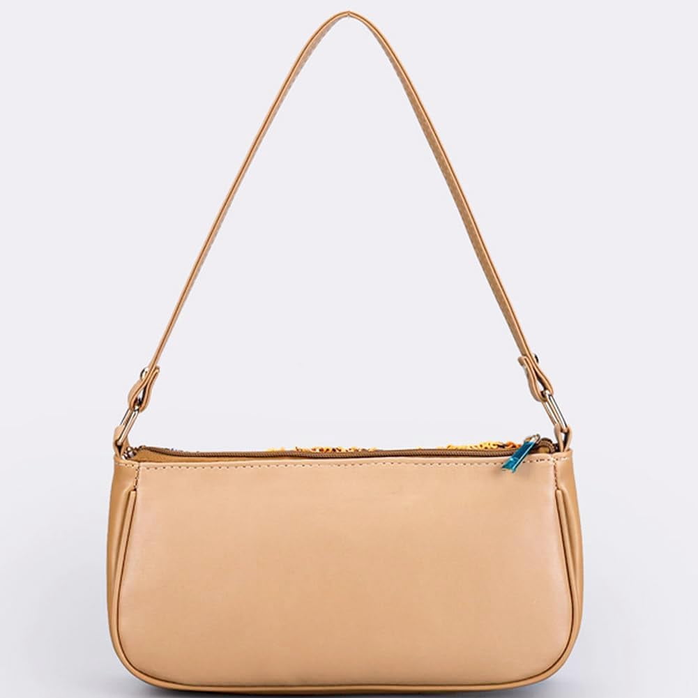 Women's Floral Embroidery Handbags Sequins Shoulder Bags Summer Party Handbags Glitter Underarm Backpacks