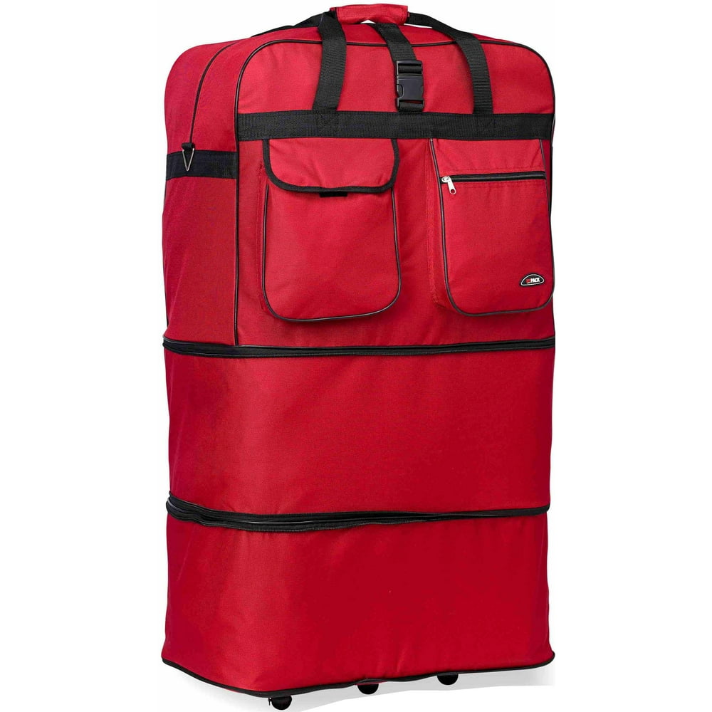 40" Rolling Wheeled Duffel Bag Spinner Luggage Bag (Red)