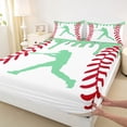 thumbnail image 4 of Erosebridal Mint Dripping Baseball Stitch & Batter Silhouette Graphic Queen Sheet Sets 4 Pieces, Baseball Graphic Bed Set for Boys And Girls Kids,Lightweight Room Decor, 4 of 5
