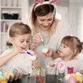 thumbnail image 5 of 50 Decorated Easter Eggs, Hanging Plastic Eggs with Rope, White DIY Paint Eggs with 8 Brushes, 5 of 5