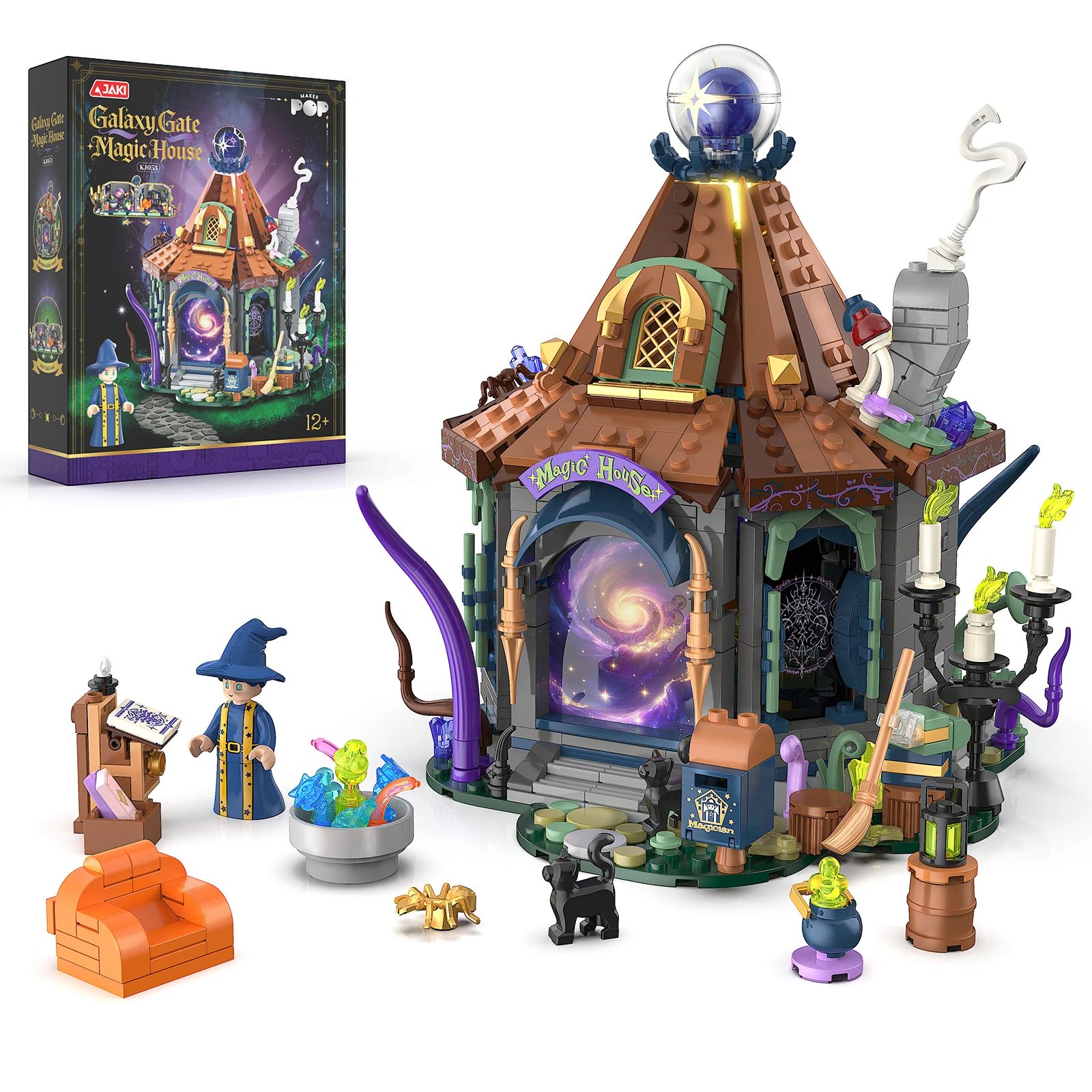 JAKI Galactic Portal Magic House Building Blocks, Observatory Celestial Astrolabe Model, DIY Assembly Bricks Toy for Desktop Room Decor, Holiday & Birthday Gift