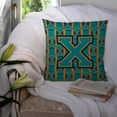 thumbnail image 3 of Letter X Football Aqua, Orange and Marine Blue Fabric Decorative Pillow, 3 of 4