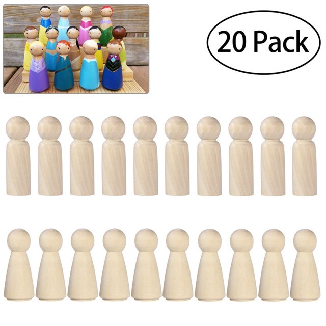 20 piezas de muñeca con clavija de madera, sin terminar, de madera, para mujer, hombre, cuerpo liso en blanco, muñecas de ángel para manualidades de bricolaje, fiesta de boda oso de fresa Electrónica