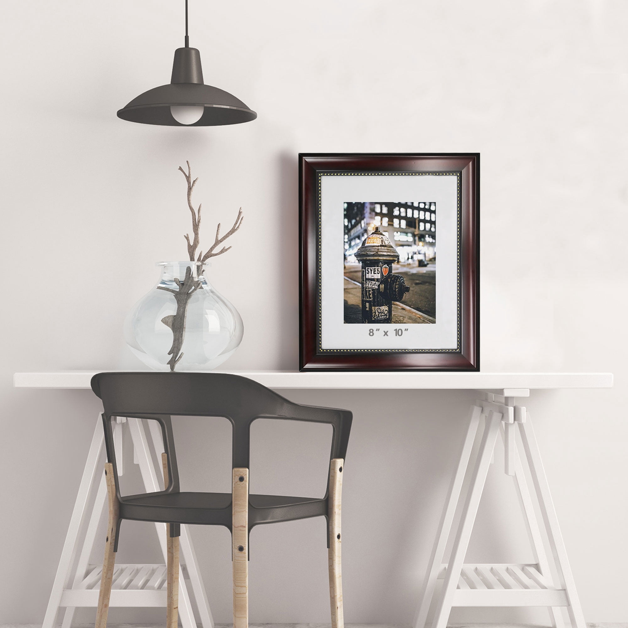 GraduationMall Mahogany with Gold Beads 8x10 Picture Frames for Wall or Tabletop 2-Pack