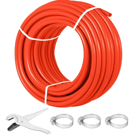 VEVOR Oxygen Barrier 1/2 inch 300 ft Tube Coil EVOH PEX-B Pipe, for Residential Commercial Radiant Floor Heating, Red