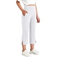 thumbnail image 2 of Miluxas Girls Capri Yoga Pants with Pockets Capris Leggings Dressy Casual Stretch Crop Lounge Straight Open Bottom Summer White 14-15 Years, 2 of 8