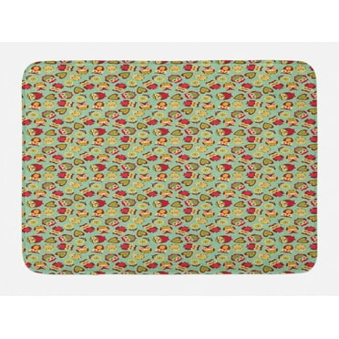 Owls Bath Mat, Cheerful Sweet Childhood Theme Stylized Ornate Birds Nostalgic Vintage Kids Pattern, Non-Slip Plush Mat Bathroom Kitchen Laundry Room Decor, 29.5 X 17.5 Inches, Multicolor, Ambesonne