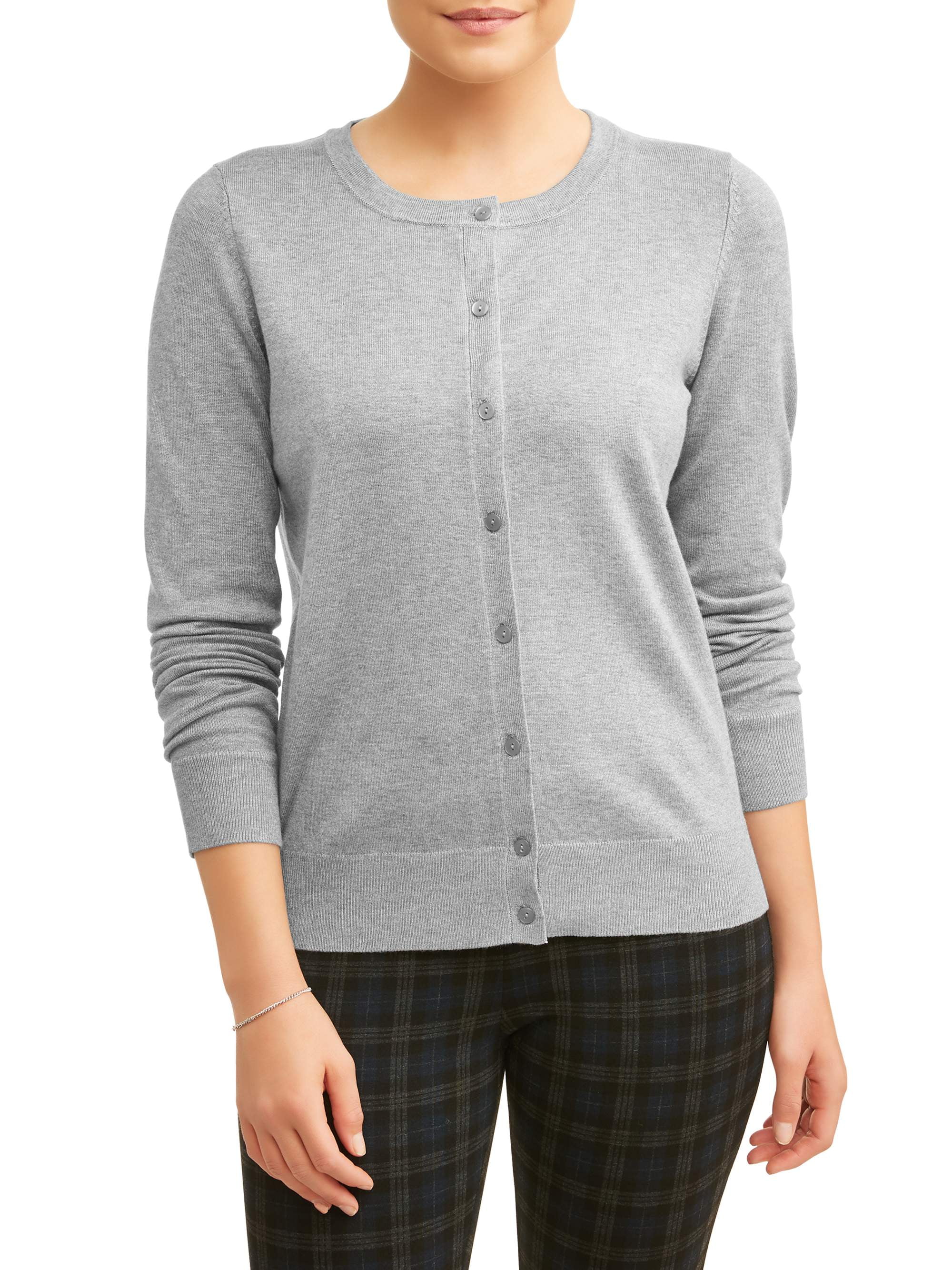 Time and Tru Time and Tru Women's Everyday Crew Neck Cardigan Time and Tru Time and Tru Women's Everyday Crew Neck Cardigan