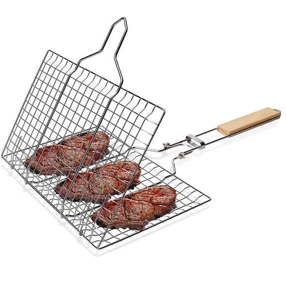 Barbecue Grilling Basket Grill BBQ Net Steak Meat Fish Vegetable Holder Tool