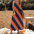 thumbnail image 3 of Diagonal Stripes: Orange & Navy Blue Sleeveless Dress evening dress summer outfits for women prom dress, 3 of 7