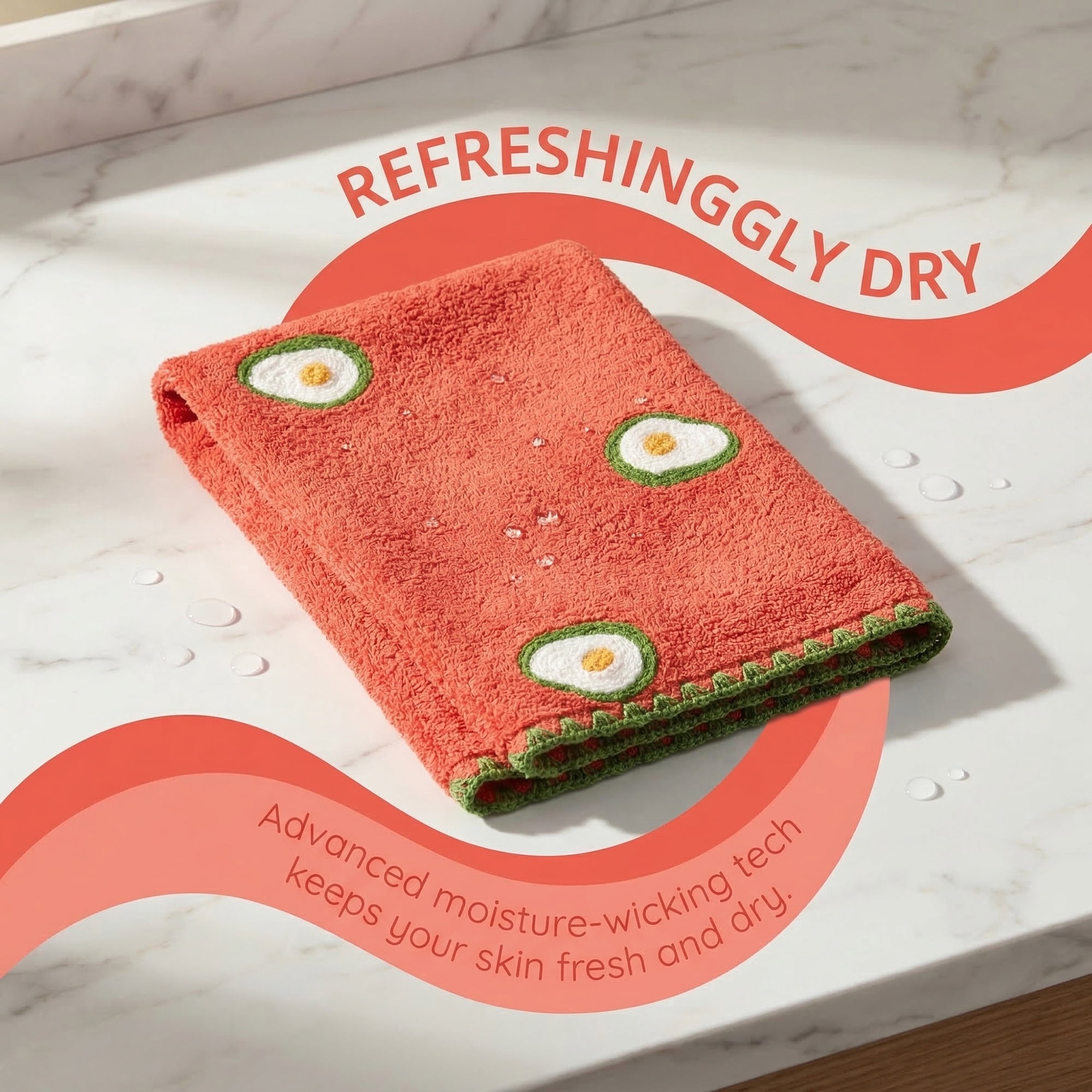 Unique Bargains 2 Pack Absorbent Quick Dry Hand Towels Fruit Embroidered Red 29" x 13"