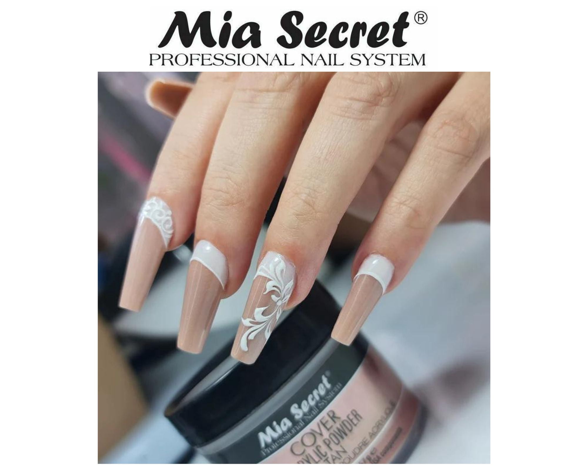 Mia Secret - Liquid Monomer 2oz + (Cover Acrylic Powder White Peony + Cover Acrylic Powder Tan) 1oz. - Combo