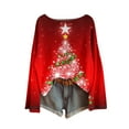 thumbnail image 4 of yardsong Christmas Xmas Trees Ugly Sweater for Women - Boat Neck Imitation Pullover Long Sleeve Graphic Holiday Tops Red,S, 4 of 5