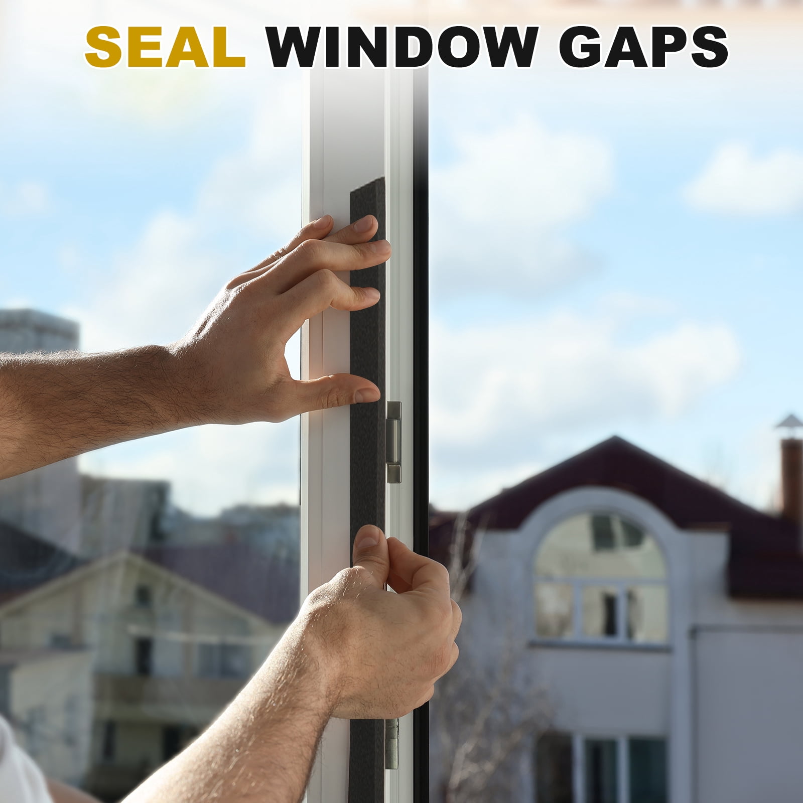 Weather Stripping Door Seal, 2" x 1-9/16" Adhesive Foam Tape Seal Soundproof Insulation Strips for Door Frame Window Gaps (6.5 Feet)