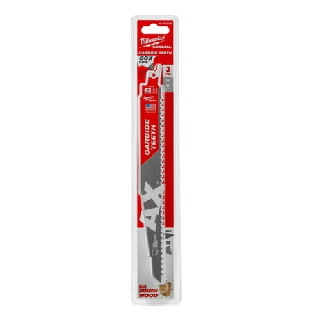 UPC: 0045242521081 | Milwaukee-48-00-5326 9 in. 5 TPI The Ax Carbide Teeth SAWZALL Blades (3 Pack)