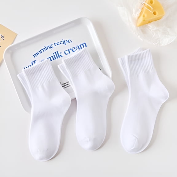 TELOLY 3 Pairs White Children's Socks For Boys Girls Cotton Kids Student Sport Casual Teenager Sock Spring Summer 3-16Y White 12-16Y (XL)